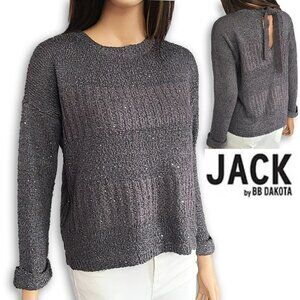 NWT Jack By BB Dakota Back Tie Keyhole Sequin Sweater Top